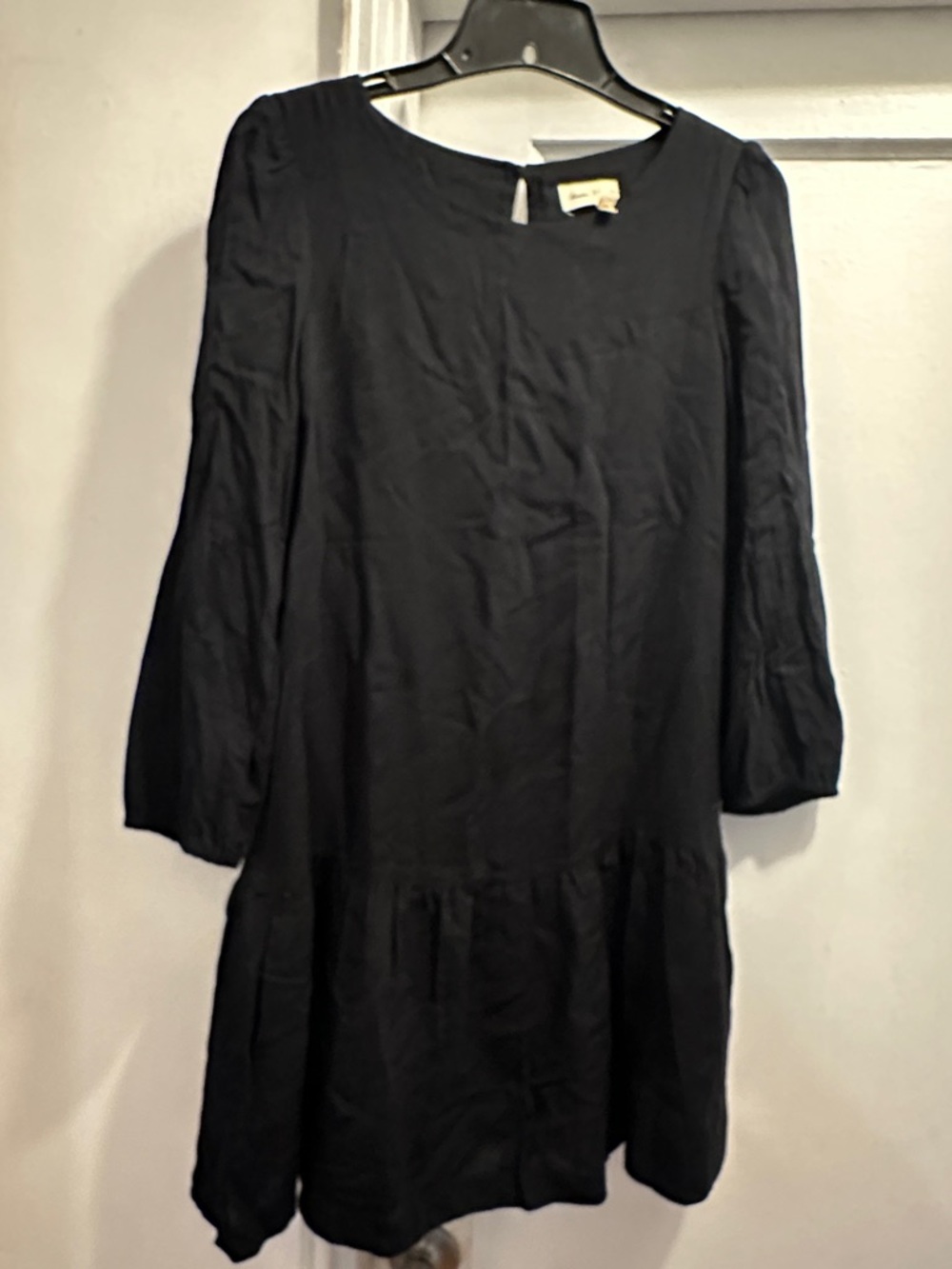 Meadow Rue Black Long Sleeve Drop-Hem Tunic Dress - Preloved